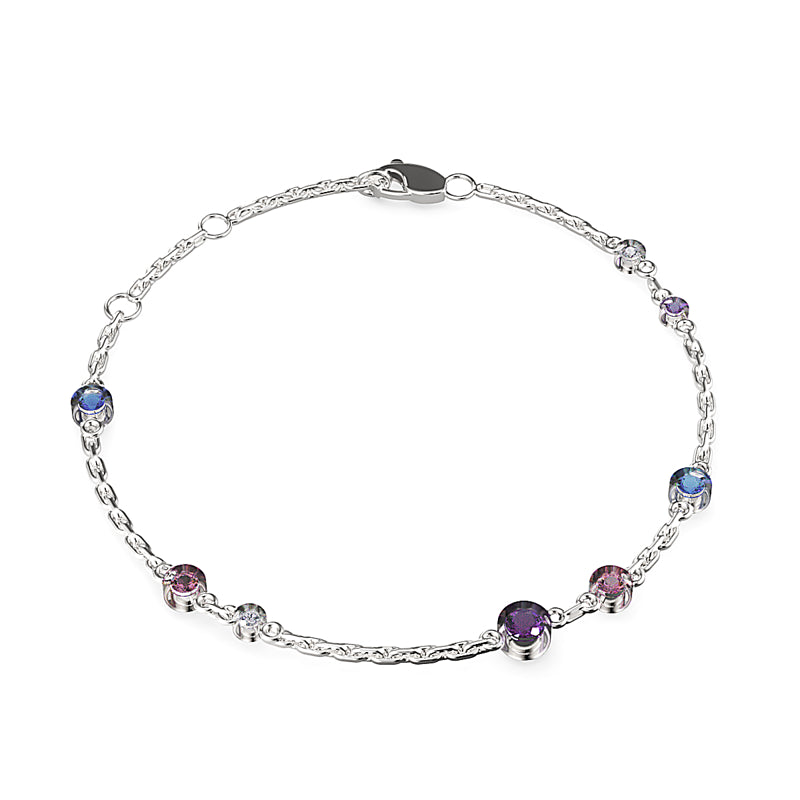 Silver Marin Bezel Set Lilac Ombre Crystal Bracelet
