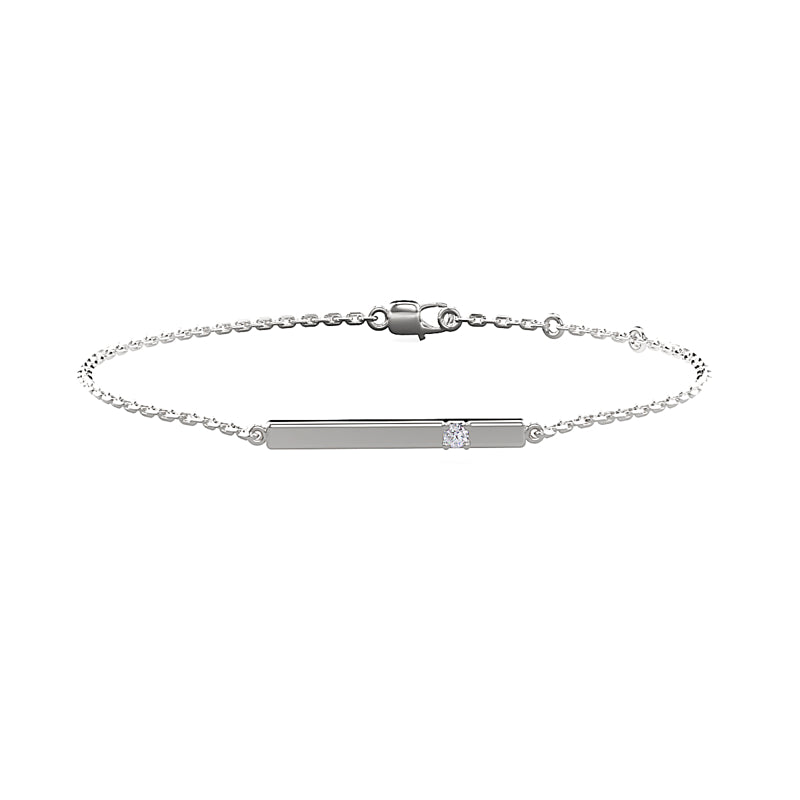 Elegant Sterling Silver Diamond Bar Bracelet