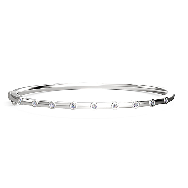 Elegant Silver Starlight Diamond Bangle with Sparkling Accents
