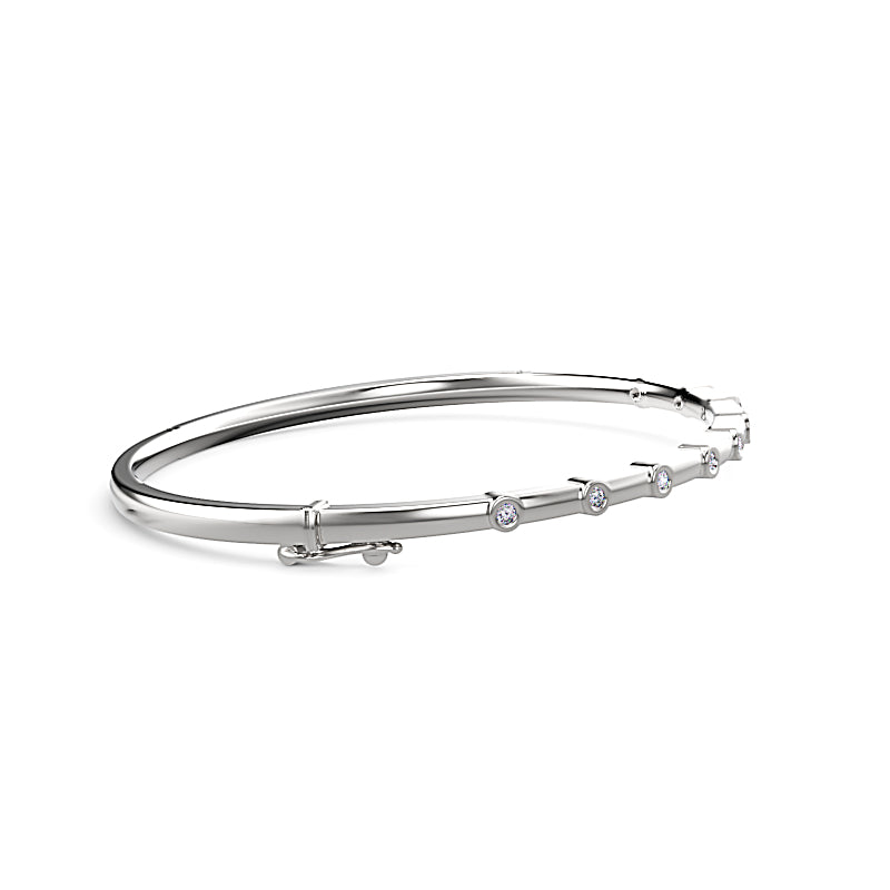 Elegant Silver Starlight Diamond Bangle with Sparkling Accents