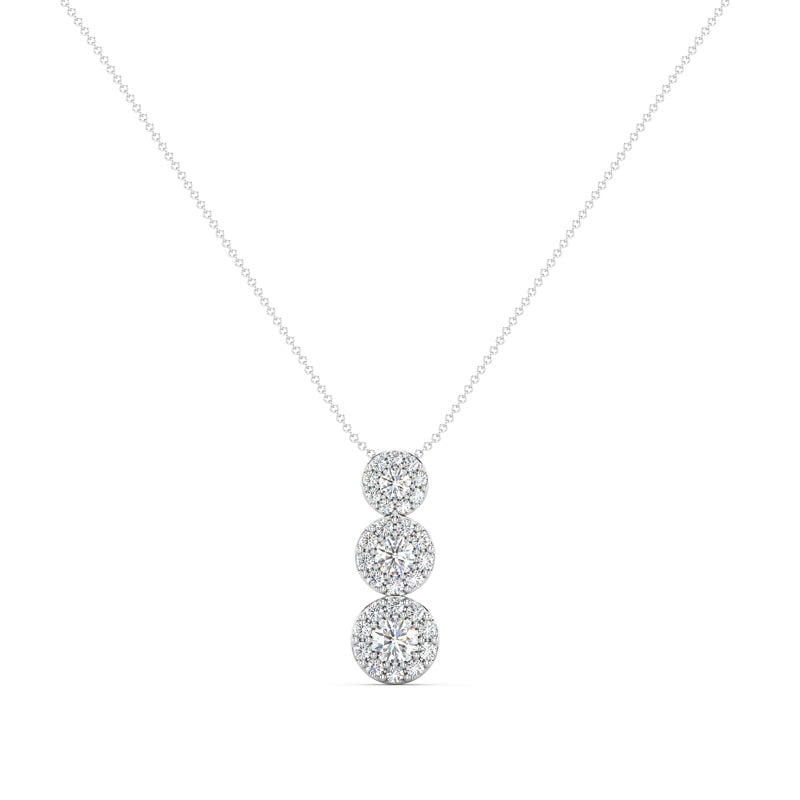 Sterling Silver Drops of Light Lab Grown Diamond Halo Pendant 1/5ctw