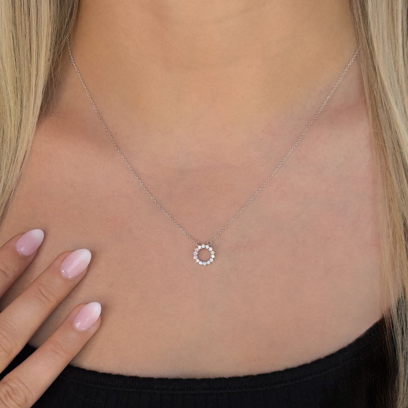 Sterling Silver 1/5ctw Lab Grown Diamond Open Circle Pendant