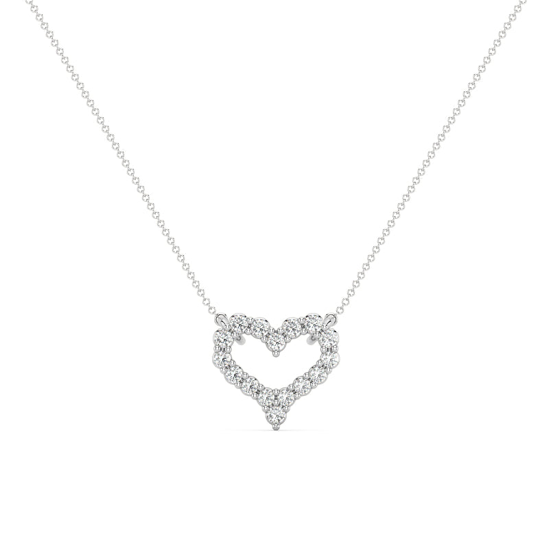Sterling Silver 1/5ctw Lab Grown Diamond Open Heart Pendant