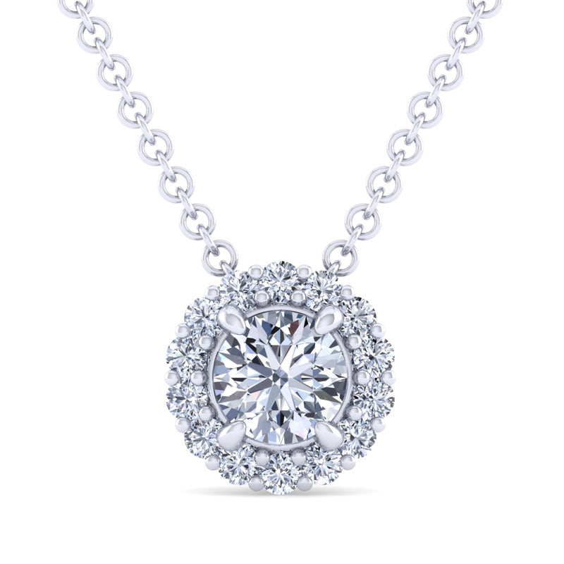 Sterling Silver 1/2ctw Lab Grown Diamond Classic Halo Pendant