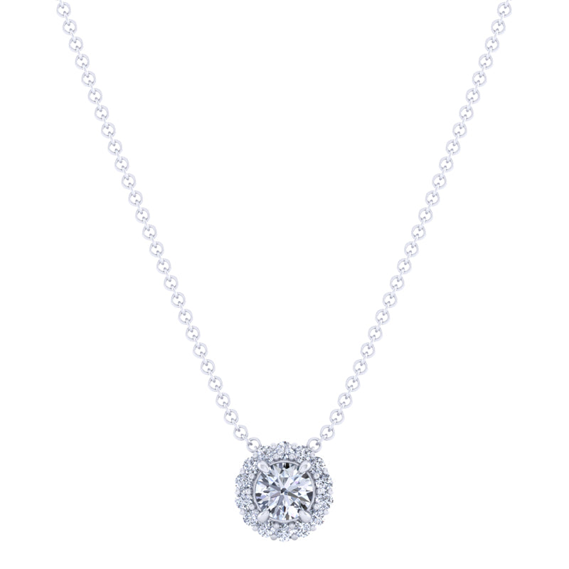 Sterling Silver 1/2ctw Lab Grown Diamond Classic Halo Pendant