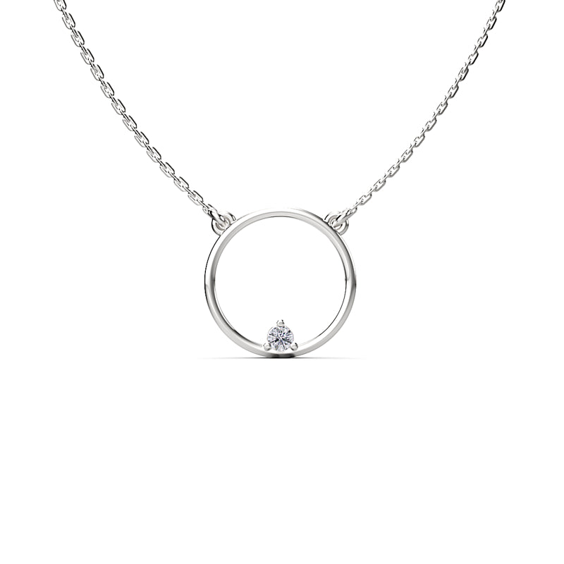 Silver Solitaire Circle Pendant