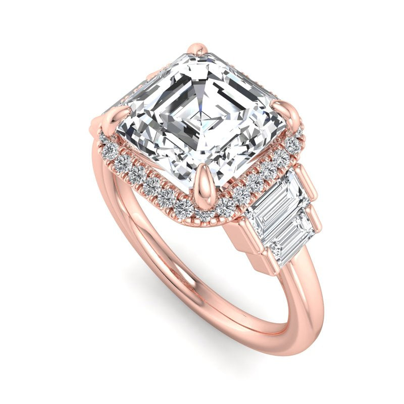 Athena 1.5ct Asscher Cut Lab Grown Diamond Engagement Ring in 14k Rose Gold