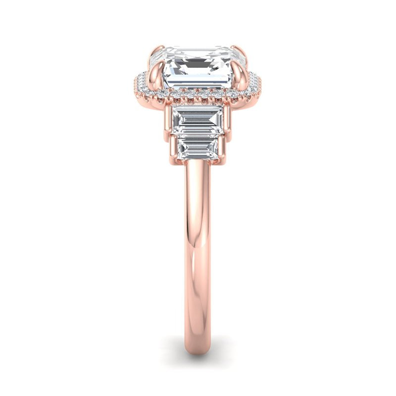 Athena 1.5ct Asscher Cut Lab Grown Diamond Engagement Ring in 14k Rose Gold
