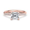 Classic Delphine Engagement Ring with 1ct Asscher Cut Lab Grown Diamond in 14k Rose Gold