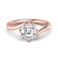 1 Carat Asscher Cut Lab Grown Diamond Solitaire Engagement Ring in 14k Rose Gold