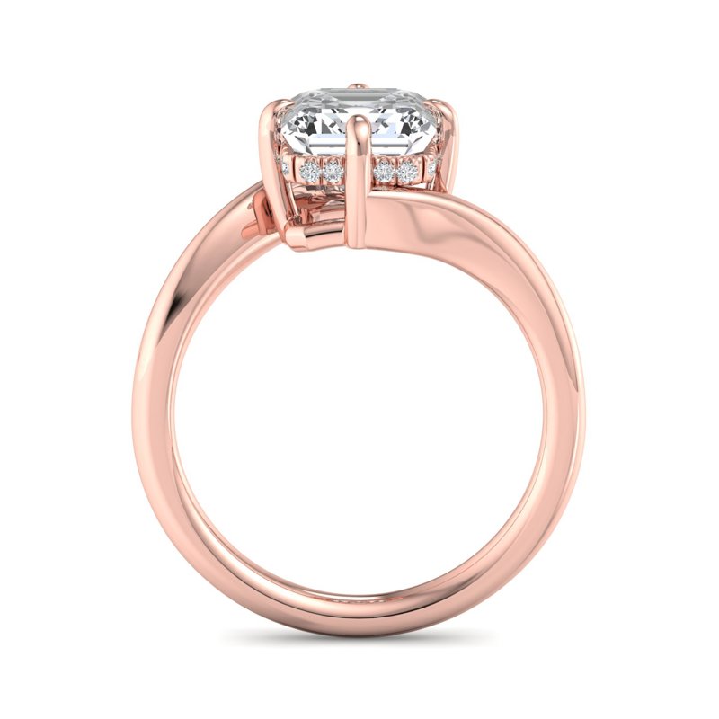 1 Carat Asscher Cut Lab Grown Diamond Solitaire Engagement Ring in 14k Rose Gold