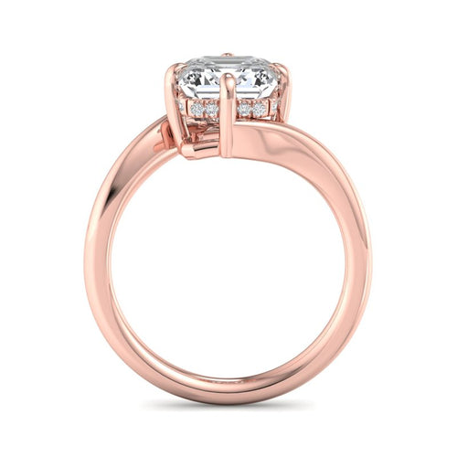 1 Carat Asscher Cut Lab Grown Diamond Solitaire Engagement Ring in 14k Rose Gold