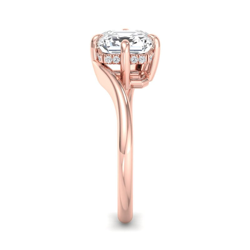 1 Carat Asscher Cut Lab Grown Diamond Solitaire Engagement Ring in 14k Rose Gold
