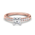1 Carat Asscher Cut Lab Grown Diamond Mini Atlas Ring in 14k Rose Gold (1/5ctw Accents)