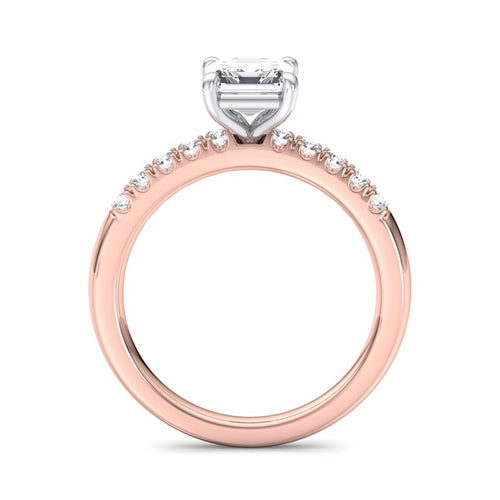 1 Carat Asscher Cut Lab Grown Diamond Mini Atlas Ring in 14k Rose Gold (1/5ctw Accents)