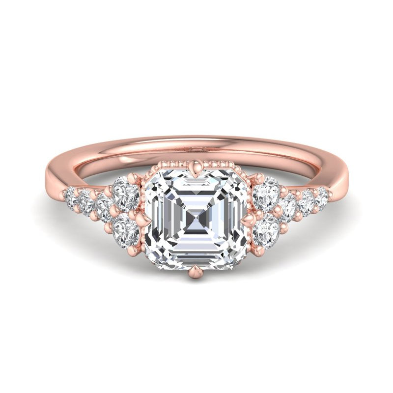 Zephyra 1ct Asscher Cut Lab Grown Diamond Engagement Ring in 14k Rose Gold