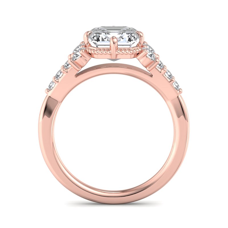 Zephyra 1ct Asscher Cut Lab Grown Diamond Engagement Ring in 14k Rose Gold