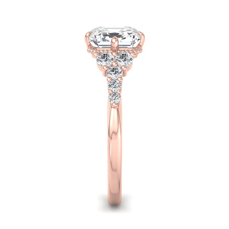 Zephyra 1ct Asscher Cut Lab Grown Diamond Engagement Ring in 14k Rose Gold