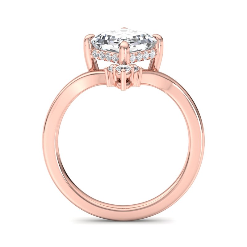 1 Carat Asscher Cut Lab Grown Diamond Engagement Ring in 14k Rose Gold
