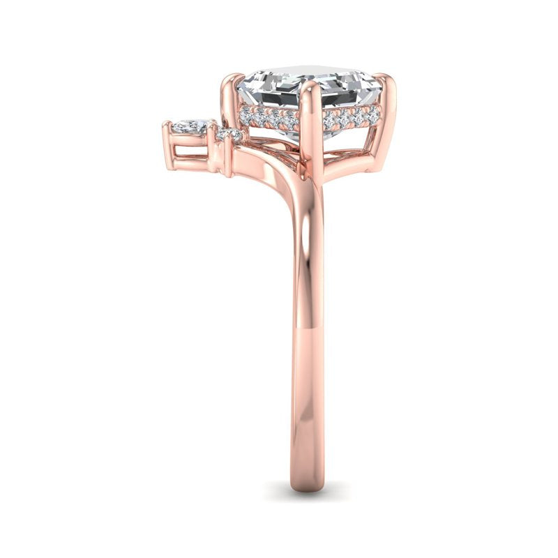 1 Carat Asscher Cut Lab Grown Diamond Engagement Ring in 14k Rose Gold