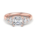 Layla 1ct Asscher Lab Grown Diamond Engagement Ring with 5/8ctw Accents in 14k Rose Gold