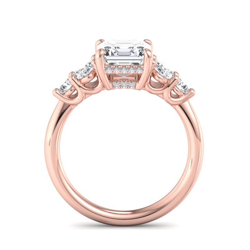 Layla 1ct Asscher Lab Grown Diamond Engagement Ring with 5/8ctw Accents in 14k Rose Gold