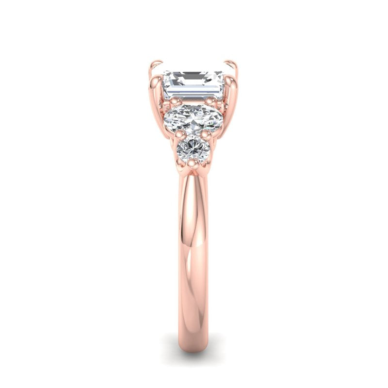 Layla 1ct Asscher Lab Grown Diamond Engagement Ring with 5/8ctw Accents in 14k Rose Gold