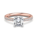 1 Carat Asscher Cut Lab Grown Diamond Lotus Engagement Ring in 14k Rose Gold