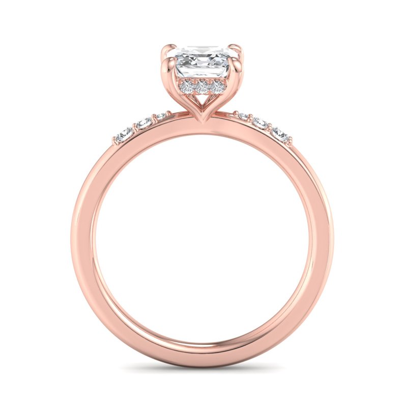 1 Carat Asscher Cut Lab Grown Diamond Engagement Ring in 14k Rose Gold