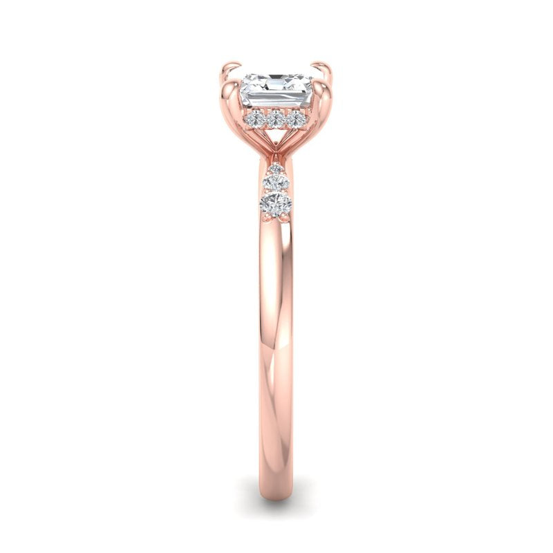 1 Carat Asscher Cut Lab Grown Diamond Engagement Ring in 14k Rose Gold
