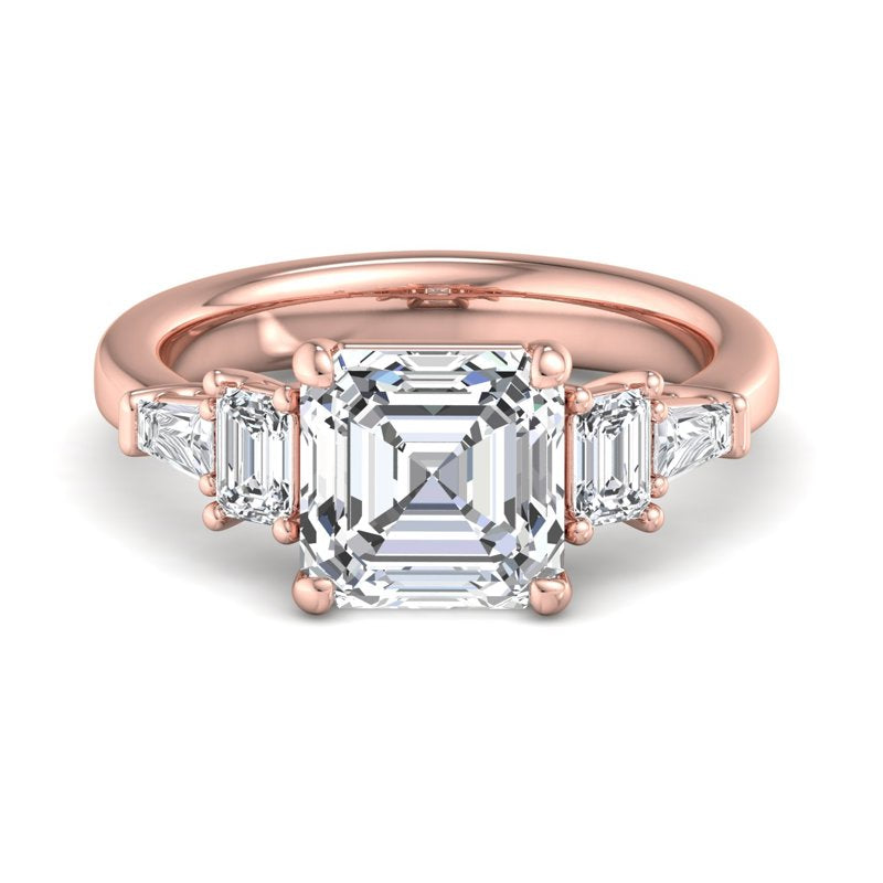 Maeve Engagement Ring with 1ct Asscher Cut Lab Grown Diamond in 14k Rose Gold