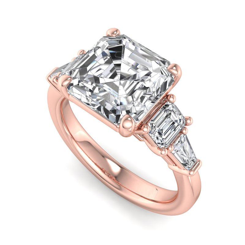 Maeve Engagement Ring with 1ct Asscher Cut Lab Grown Diamond in 14k Rose Gold