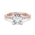 1 Carat Asscher Cut Lab Grown Diamond Engagement Ring in 14k Rose Gold with 1/8ctw Lace Accents