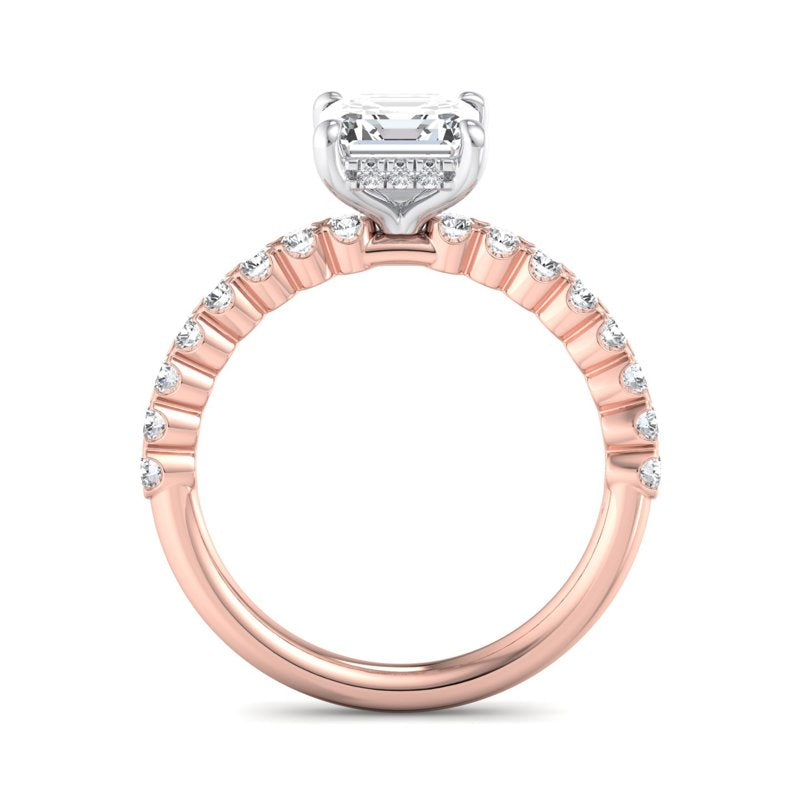 Petite Harper Rose Gold Engagement Ring with 1ct Asscher Cut Lab Grown Diamond