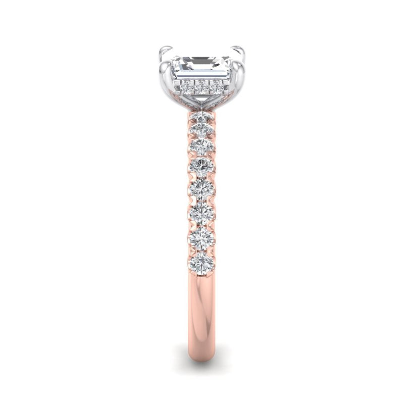 Petite Harper Rose Gold Engagement Ring with 1ct Asscher Cut Lab Grown Diamond