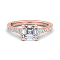 Elegant 1/5ctw Rose Gold Tiara Ring with 1ct Asscher-Cut Lab-Grown Diamond Center