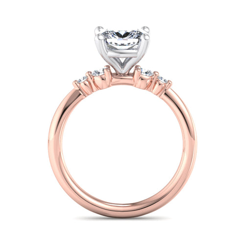 1 Carat Cushion Cut Lab Grown Diamond Engagement Ring with 1/6ctw Five Stone Accents in 14k Rose Gold