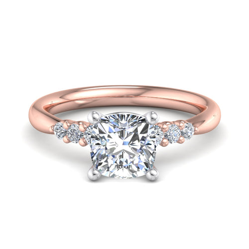 1.20ctw Cushion Cut Lab Grown Diamond Seven Stone Engagement Ring in 14k Rose Gold