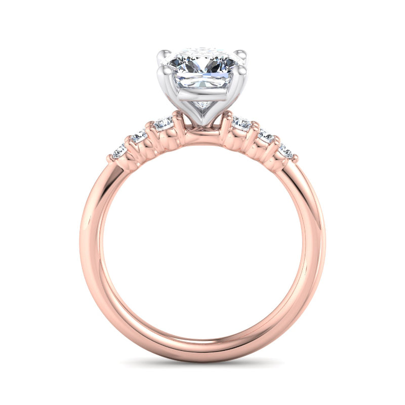 1.20ctw Cushion Cut Lab Grown Diamond Seven Stone Engagement Ring in 14k Rose Gold