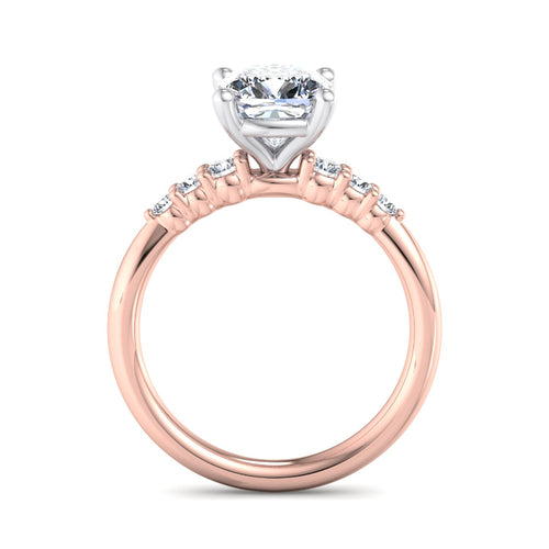 1.20ctw Cushion Cut Lab Grown Diamond Seven Stone Engagement Ring in 14k Rose Gold