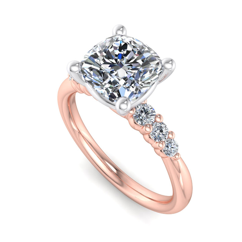 1.20ctw Cushion Cut Lab Grown Diamond Seven Stone Engagement Ring in 14k Rose Gold