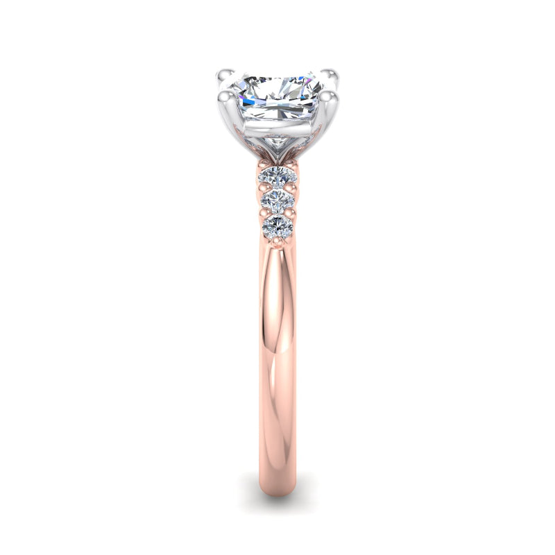 1.20ctw Cushion Cut Lab Grown Diamond Seven Stone Engagement Ring in 14k Rose Gold