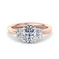 1 Carat Oval Lab-Grown Diamond Three-Stone Engagement Ring in 14k Rose Gold (3/8ctw Side Stones)