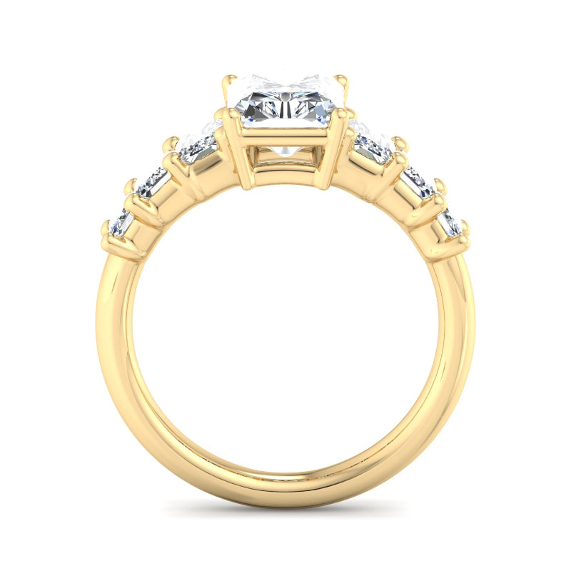 1-3/8ctw Emerald and 2ct Radiant Lab Grown Diamond Opera Ring in Yellow Gold