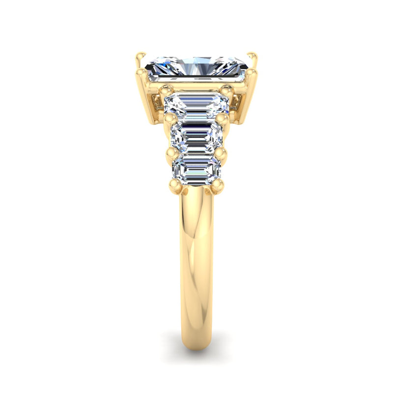 1-3/8ctw Emerald and 2ct Radiant Lab Grown Diamond Opera Ring in Yellow Gold
