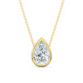 Yellow Gold Pear 2ct Lab Grown Diamond Bezel Set Solitaire Pendant