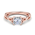 1 Carat Asscher Cut Lab Grown Diamond Solitaire Engagement Ring in 14k Rose Gold Celtic Setting