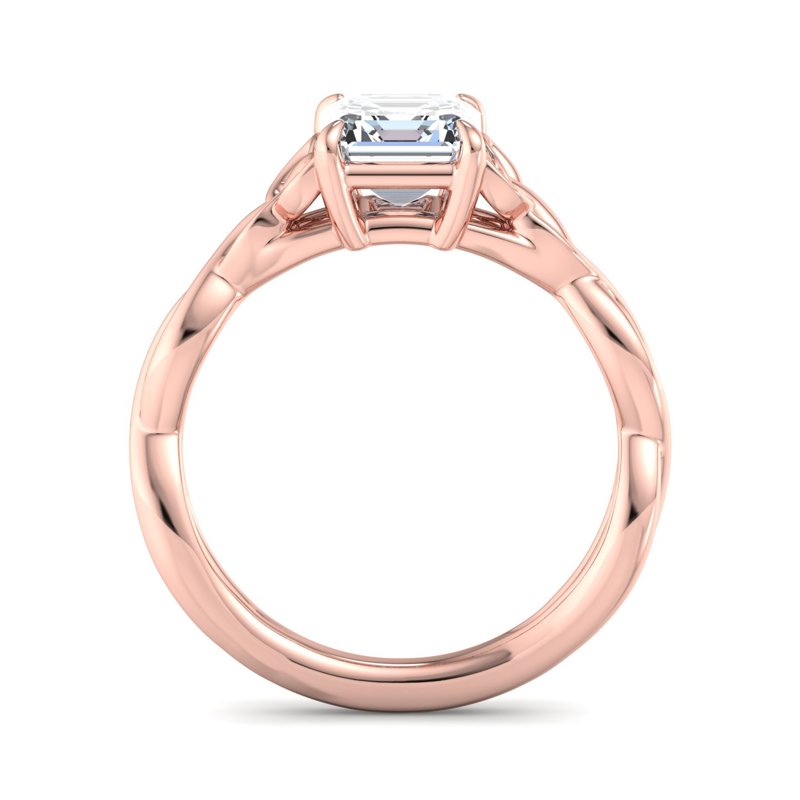 1 Carat Asscher Cut Lab Grown Diamond Solitaire Engagement Ring in 14k Rose Gold Celtic Setting