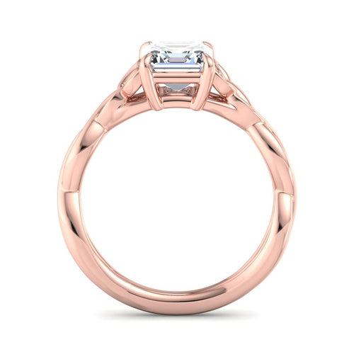 1 Carat Asscher Cut Lab Grown Diamond Solitaire Engagement Ring in 14k Rose Gold Celtic Setting
