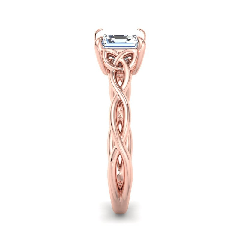 1 Carat Asscher Cut Lab Grown Diamond Solitaire Engagement Ring in 14k Rose Gold Celtic Setting